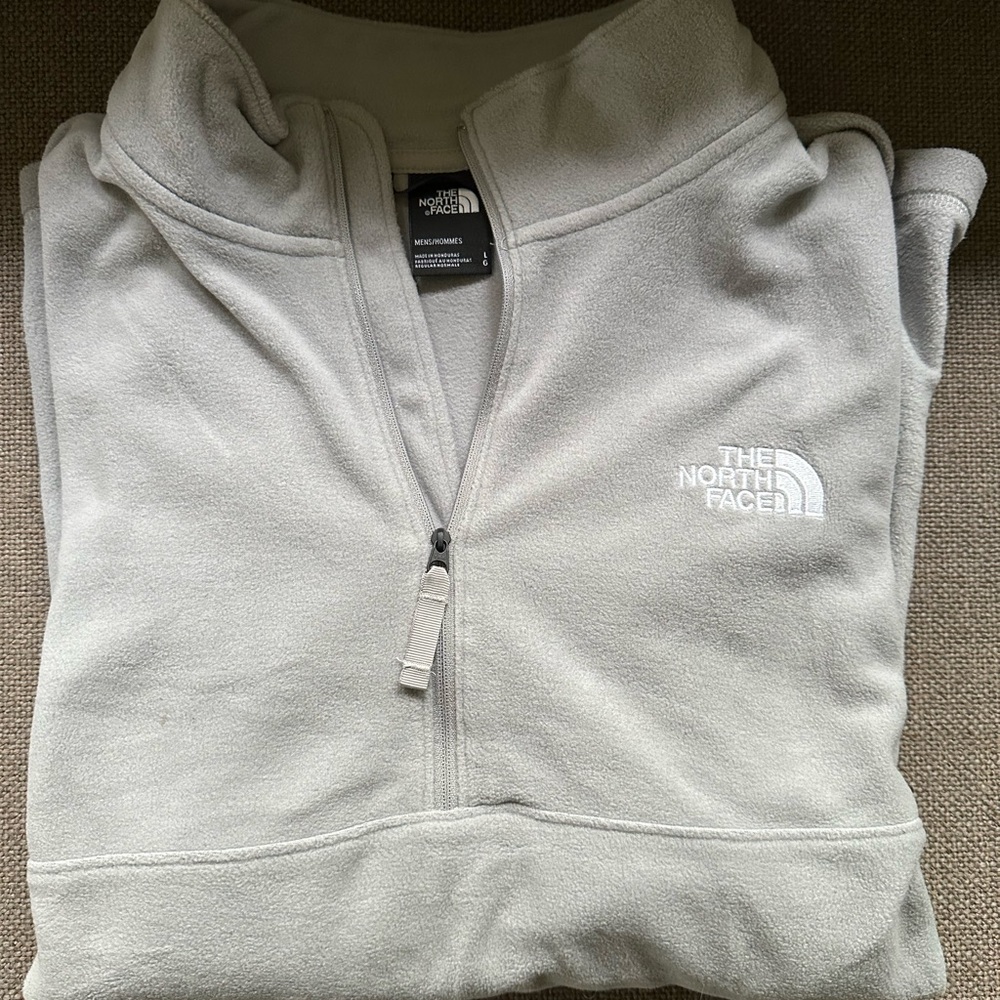 The North Face Gray Zip Up Sweater Fleece Texture